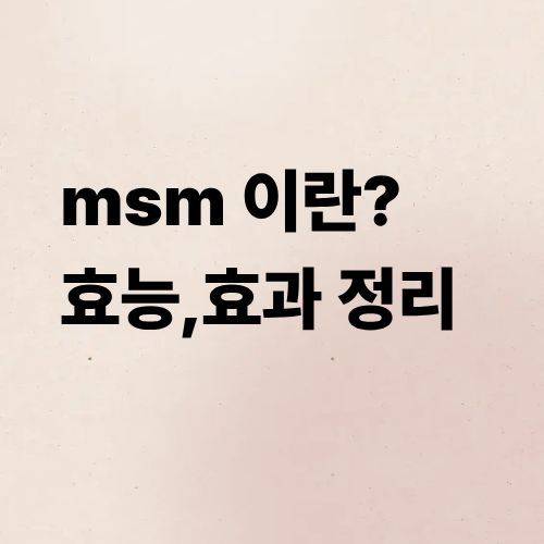 msm이란? 효능/효과 정리